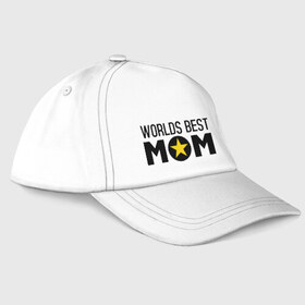Бейсболка с принтом Worlds Best Mom в Белгороде, 100% хлопок | классический козырек, металлическая застежка-регулятор размера | worlds best mom | лучшая в мире мама | лучшая мама | подарки родственникам | подарок для мамы