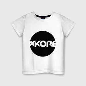 Детская футболка хлопок с принтом XKore в Белгороде, 100% хлопок | круглый вырез горловины, полуприлегающий силуэт, длина до линии бедер | dubstep | electro | даб степ | дабстеп | логотипы | музыка