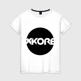 Женская футболка хлопок с принтом XKore в Белгороде, 100% хлопок | прямой крой, круглый вырез горловины, длина до линии бедер, слегка спущенное плечо | dubstep | electro | даб степ | дабстеп | логотипы | музыка
