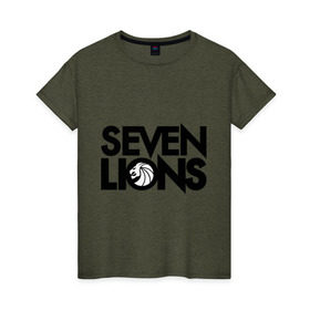 Женская футболка хлопок с принтом 7 Lions в Белгороде, 100% хлопок | прямой крой, круглый вырез горловины, длина до линии бедер, слегка спущенное плечо | seven lions | лев | львы | семь | семь львов