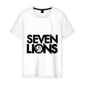 Мужская футболка хлопок с принтом 7 Lions в Белгороде, 100% хлопок | прямой крой, круглый вырез горловины, длина до линии бедер, слегка спущенное плечо. | seven lions | лев | львы | семь | семь львов