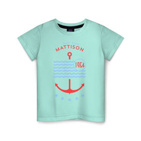 Детская футболка хлопок с принтом MATTISON яхт-клуб в Белгороде, 100% хлопок | круглый вырез горловины, полуприлегающий силуэт, длина до линии бедер | Тематика изображения на принте: mattison | маттисон | море | якорь | яхкт клуб