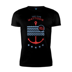 Мужская футболка премиум с принтом MATTISON яхт-клуб в Белгороде, 92% хлопок, 8% лайкра | приталенный силуэт, круглый вырез ворота, длина до линии бедра, короткий рукав | mattison | маттисон | море | якорь | яхкт клуб