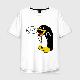 Мужская футболка хлопок Oversize с принтом Пингвин: 