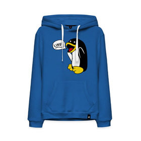 Мужская толстовка с принтом Пингвин: Linux в Белгороде, френч-терри, мягкий теплый начес внутри (100% хлопок) | карман-кенгуру, эластичные манжеты и нижняя кромка, капюшон с подкладом и шнурком | пингвин