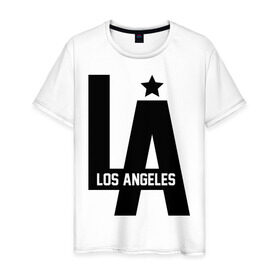 Мужская футболка хлопок с принтом Los Angeles Star в Белгороде, 100% хлопок | прямой крой, круглый вырез горловины, длина до линии бедер, слегка спущенное плечо. | la | la style | los andgeles | los angeles | rnd | star | usa | америка | город ангелов | города | лос анджелес | лос анжелес | лосанджелес | лосанжелес | рэп | страны | сша | штаты
