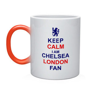 Кружка хамелеон с принтом keep calm I am Chelsea London fan в Белгороде, керамика | меняет цвет при нагревании, емкость 330 мл | лондон