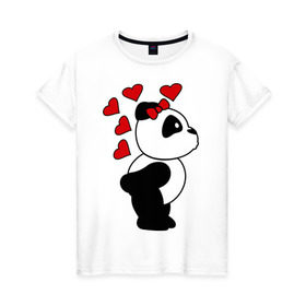 Женская футболка хлопок с принтом Поцелуй панды (парная) в Белгороде, 100% хлопок | прямой крой, круглый вырез горловины, длина до линии бедер, слегка спущенное плечо | панда