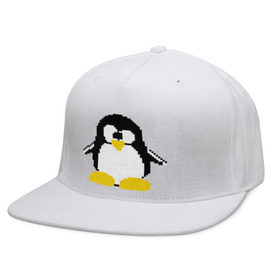 Кепка снепбек с прямым козырьком с принтом Битовый пингвин Linux в Белгороде, хлопок 100% |  | админам | компьютерные | линукс | операционная система | ос