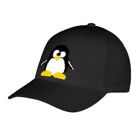 Бейсболка с принтом Битовый пингвин Linux в Белгороде, 100% хлопок | классический козырек, металлическая застежка-регулятор размера | Тематика изображения на принте: админам | компьютерные | линукс | операционная система | ос