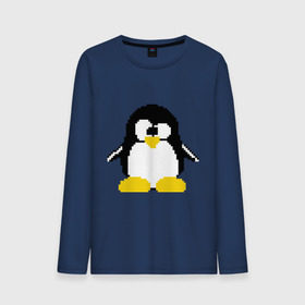 Мужской лонгслив хлопок с принтом Битовый пингвин Linux в Белгороде, 100% хлопок |  | админам | компьютерные | линукс | операционная система | ос