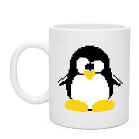 Кружка с принтом Битовый пингвин Linux в Белгороде, керамика | объем — 330 мл, диаметр — 80 мм. Принт наносится на бока кружки, можно сделать два разных изображения | Тематика изображения на принте: админам | компьютерные | линукс | операционная система | ос