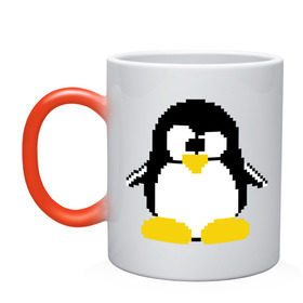 Кружка хамелеон с принтом Битовый пингвин Linux в Белгороде, керамика | меняет цвет при нагревании, емкость 330 мл | админам | компьютерные | линукс | операционная система | ос