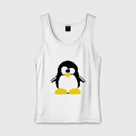 Женская майка хлопок с принтом Битовый пингвин Linux в Белгороде, 95% хлопок, 5% эластан |  | админам | компьютерные | линукс | операционная система | ос