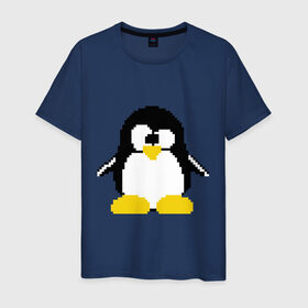 Мужская футболка хлопок с принтом Битовый пингвин Linux в Белгороде, 100% хлопок | прямой крой, круглый вырез горловины, длина до линии бедер, слегка спущенное плечо. | Тематика изображения на принте: админам | компьютерные | линукс | операционная система | ос