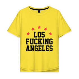 Мужская футболка хлопок Oversize с принтом Los Fucking Angeles в Белгороде, 100% хлопок | свободный крой, круглый ворот, “спинка” длиннее передней части | america | usa | америка | лос анджелес | лос анжелес | политические | страны | сша | штаты