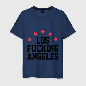 Мужская футболка хлопок с принтом Los Fucking Angeles в Белгороде, 100% хлопок | прямой крой, круглый вырез горловины, длина до линии бедер, слегка спущенное плечо. | america | usa | америка | лос анджелес | лос анжелес | политические | страны | сша | штаты