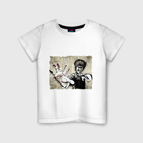 Детская футболка хлопок с принтом Bruce Lee в Белгороде, 100% хлопок | круглый вырез горловины, полуприлегающий силуэт, длина до линии бедер | брюс ли