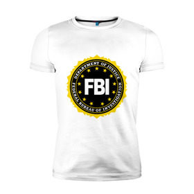 Мужская футболка премиум с принтом FBI в Белгороде, 92% хлопок, 8% лайкра | приталенный силуэт, круглый вырез ворота, длина до линии бедра, короткий рукав | fbi | federal bureau of investigation | newtop | америка | спецслужбы | сша | фбр | федеральное бюро расследований