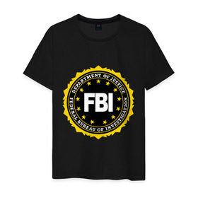 Мужская футболка хлопок с принтом FBI в Белгороде, 100% хлопок | прямой крой, круглый вырез горловины, длина до линии бедер, слегка спущенное плечо. | fbi | federal bureau of investigation | newtop | америка | спецслужбы | сша | фбр | федеральное бюро расследований