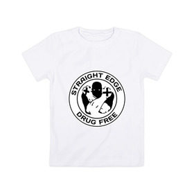 Детская футболка хлопок с принтом Streght edge (sXe) (3) в Белгороде, 100% хлопок | круглый вырез горловины, полуприлегающий силуэт, длина до линии бедер | drug free | hardcore | streght edge | sxe | музыка