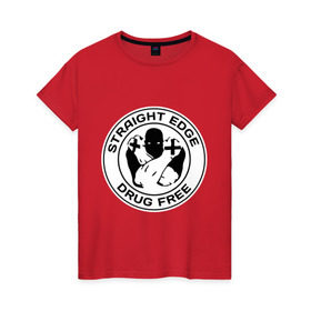 Женская футболка хлопок с принтом Streght edge (sXe) (3) в Белгороде, 100% хлопок | прямой крой, круглый вырез горловины, длина до линии бедер, слегка спущенное плечо | drug free | hardcore | streght edge | sxe | музыка