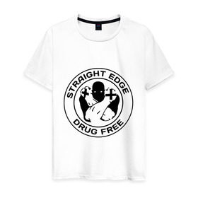Мужская футболка хлопок с принтом Streght edge (sXe) (3) в Белгороде, 100% хлопок | прямой крой, круглый вырез горловины, длина до линии бедер, слегка спущенное плечо. | drug free | hardcore | streght edge | sxe | музыка