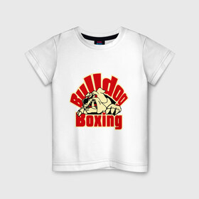 Детская футболка хлопок с принтом Bulldog Boxing в Белгороде, 100% хлопок | круглый вырез горловины, полуприлегающий силуэт, длина до линии бедер | 