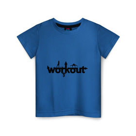 Детская футболка хлопок с принтом WorkOut GYM в Белгороде, 100% хлопок | круглый вырез горловины, полуприлегающий силуэт, длина до линии бедер | Тематика изображения на принте: street workout | street workout s | воркаут | стрит воркаут