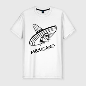 Мужская футболка премиум с принтом Mexicano в Белгороде, 92% хлопок, 8% лайкра | приталенный силуэт, круглый вырез ворота, длина до линии бедра, короткий рукав | mexicano | skull | мексиканец | череп