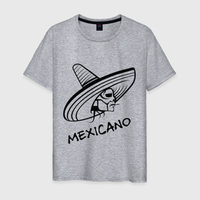 Мужская футболка хлопок с принтом Mexicano в Белгороде, 100% хлопок | прямой крой, круглый вырез горловины, длина до линии бедер, слегка спущенное плечо. | Тематика изображения на принте: mexicano | skull | мексиканец | череп