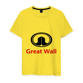 Мужская футболка хлопок с принтом Great Wall logo в Белгороде, 100% хлопок | прямой крой, круглый вырез горловины, длина до линии бедер, слегка спущенное плечо. | Тематика изображения на принте: great wall | greatwall | автобренды | автолюбителям | бренд | для автовладельцев | для автолюбителей | лого | логотип