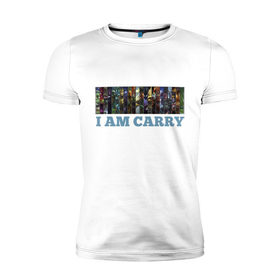 Мужская футболка премиум с принтом I am carry в Белгороде, 92% хлопок, 8% лайкра | приталенный силуэт, круглый вырез ворота, длина до линии бедра, короткий рукав | games | i am carry | league of legends | lol | лига легенд