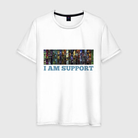 Мужская футболка хлопок с принтом I am support в Белгороде, 100% хлопок | прямой крой, круглый вырез горловины, длина до линии бедер, слегка спущенное плечо. | 
