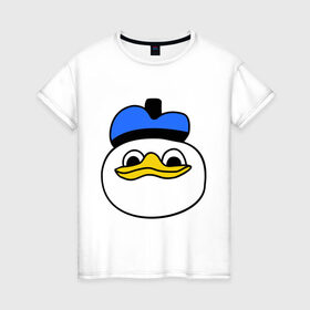 Женская футболка хлопок с принтом Утка мем в Белгороде, 100% хлопок | прямой крой, круглый вырез горловины, длина до линии бедер, слегка спущенное плечо | bad | мем | утенок | утка