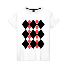 Женская футболка хлопок с принтом Ромбический узор в Белгороде, 100% хлопок | прямой крой, круглый вырез горловины, длина до линии бедер, слегка спущенное плечо | ромбики | ромбы | узор | фигурки