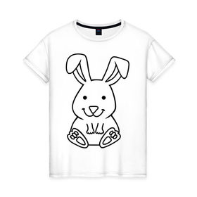 Женская футболка хлопок с принтом Милый зайчик в Белгороде, 100% хлопок | прямой крой, круглый вырез горловины, длина до линии бедер, слегка спущенное плечо | зайчик | заяц | звереныш | кролик | милый зайчик