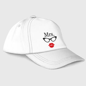 Бейсболка с принтом Миссис (парная) в Белгороде, 100% хлопок | классический козырек, металлическая застежка-регулятор размера | mrs | губы | для двоих | миссис | очки | парные