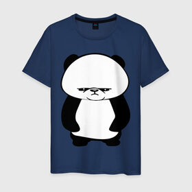 Мужская футболка хлопок с принтом Серьезная панда. в Белгороде, 100% хлопок | прямой крой, круглый вырез горловины, длина до линии бедер, слегка спущенное плечо. | Тематика изображения на принте: панда