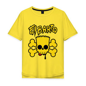 Мужская футболка хлопок Oversize с принтом El Barto в Белгороде, 100% хлопок | свободный крой, круглый ворот, “спинка” длиннее передней части | кости | мексика симпсон | прикольная картинка | череп