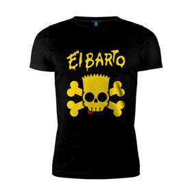 Мужская футболка премиум с принтом El Barto в Белгороде, 92% хлопок, 8% лайкра | приталенный силуэт, круглый вырез ворота, длина до линии бедра, короткий рукав | кости | мексика симпсон | прикольная картинка | череп