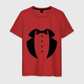 Мужская футболка хлопок с принтом Смокинг в Белгороде, 100% хлопок | прямой крой, круглый вырез горловины, длина до линии бедер, слегка спущенное плечо. | Тематика изображения на принте: 