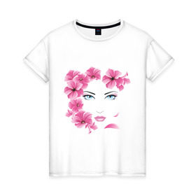 Женская футболка хлопок с принтом Самая прекрасная девушка в Белгороде, 100% хлопок | прямой крой, круглый вырез горловины, длина до линии бедер, слегка спущенное плечо | взгляд | глаза | девушкам | красивая | красота | лицо | цветы