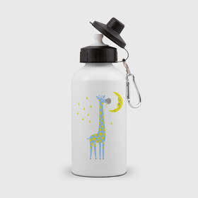 Бутылка спортивная с принтом Сказочный жираф в Белгороде, металл | емкость — 500 мл, в комплекте две пластиковые крышки и карабин для крепления | животные | жираф | сказка | сказочный жираф