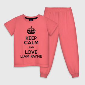 Детская пижама хлопок с принтом Keep calm and love Liam Payne в Белгороде, 100% хлопок |  брюки и футболка прямого кроя, без карманов, на брюках мягкая резинка на поясе и по низу штанин
 | Тематика изображения на принте: 1d | keep calm | liam payne | music | one direction | лиам пейн