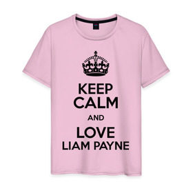 Мужская футболка хлопок с принтом Keep calm and love Liam Payne в Белгороде, 100% хлопок | прямой крой, круглый вырез горловины, длина до линии бедер, слегка спущенное плечо. | Тематика изображения на принте: 1d | keep calm | liam payne | music | one direction | лиам пейн
