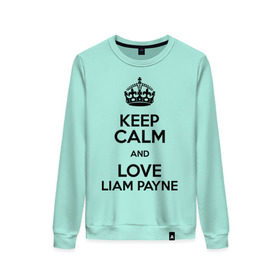 Женский свитшот хлопок с принтом Keep calm and love Liam Payne в Белгороде, 100% хлопок | прямой крой, круглый вырез, на манжетах и по низу широкая трикотажная резинка  | 1d | keep calm | liam payne | music | one direction | лиам пейн