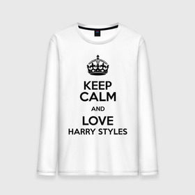 Мужской лонгслив хлопок с принтом Keep calm and love Harry Styles в Белгороде, 100% хлопок |  | 1d | harry styles | keep calm | music | one direction | гарри стайлс