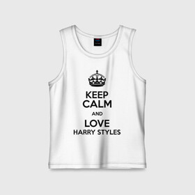 Детская майка хлопок с принтом Keep calm and love Harry Styles в Белгороде,  |  | 1d | harry styles | keep calm | music | one direction | гарри стайлс