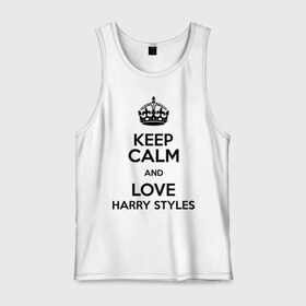 Мужская майка хлопок с принтом Keep calm and love Harry Styles в Белгороде, 100% хлопок |  | Тематика изображения на принте: 1d | harry styles | keep calm | music | one direction | гарри стайлс